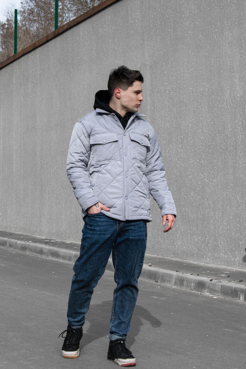 Стеганная мужская куртка-рубашка Reload Stitch, серый - Фото 4