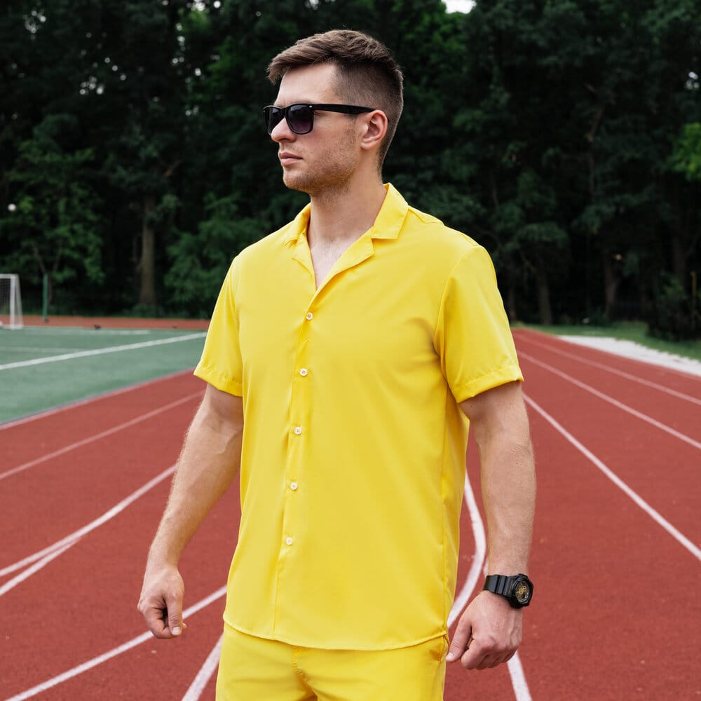 Чоловіча сорочка з коротким рукавом жовта Pobedov Dejavu POBEDOV - Фото 4