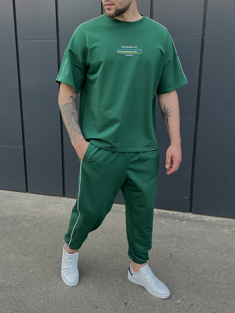 Летний комплект футболка и штаны мужские зеленый модель Перемога TURWEAR - Фото 5