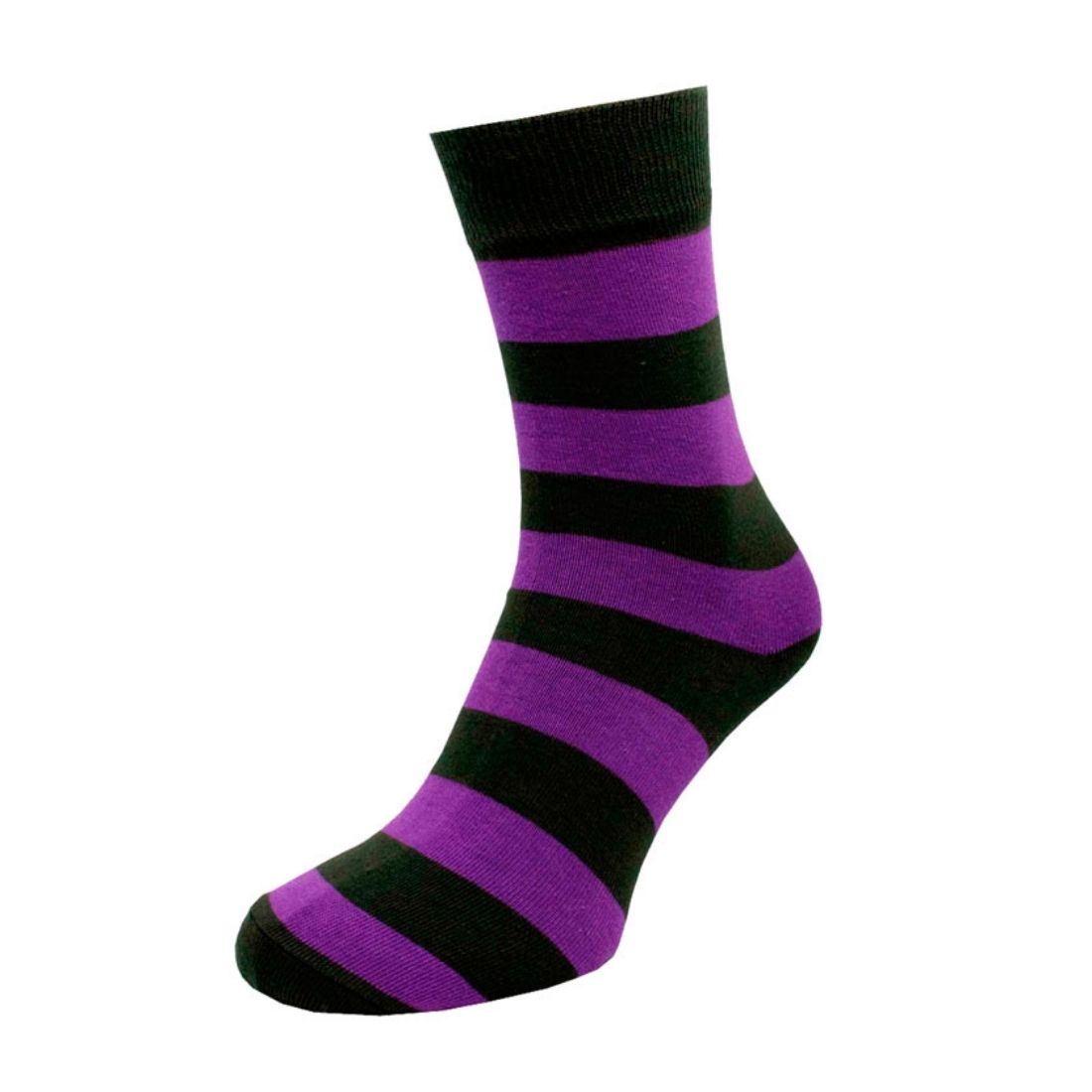 Носки мужские цветные из хлопка, фиолетовая полоска MansSet - Фото 1