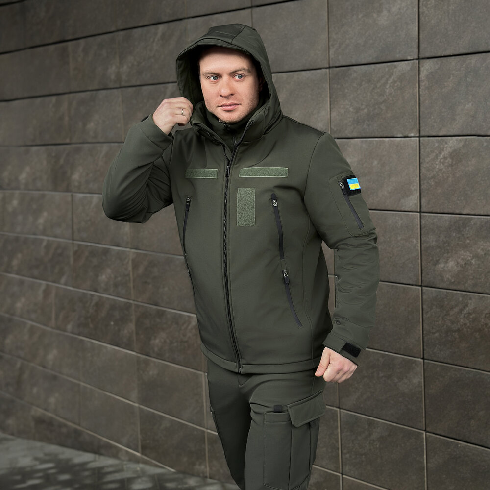 Чоловіча хакі куртка софтшел демісезонна Pobedov Motive із липучками POBEDOV - Фото 6