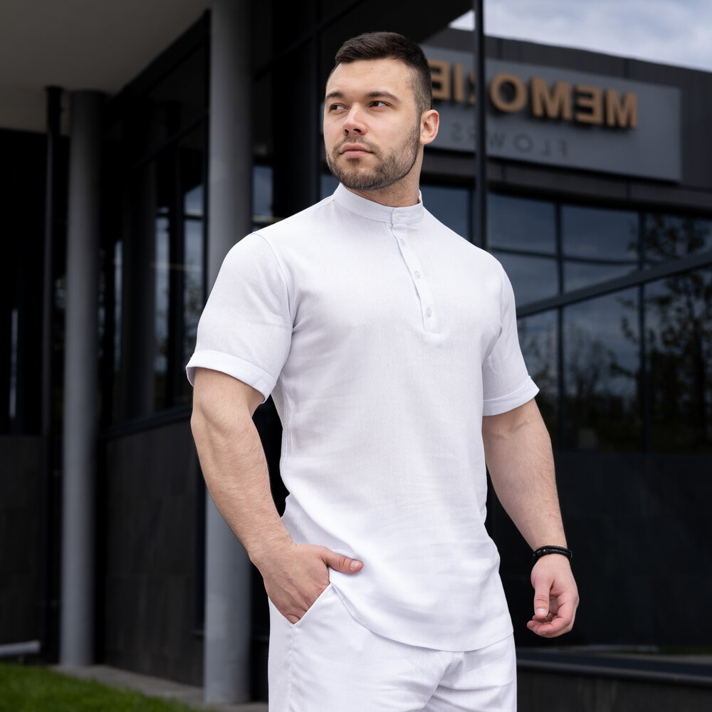 Чоловіча сорочка з коротким рукавом біла Pobedov Molodist' POBEDOV - Фото 6