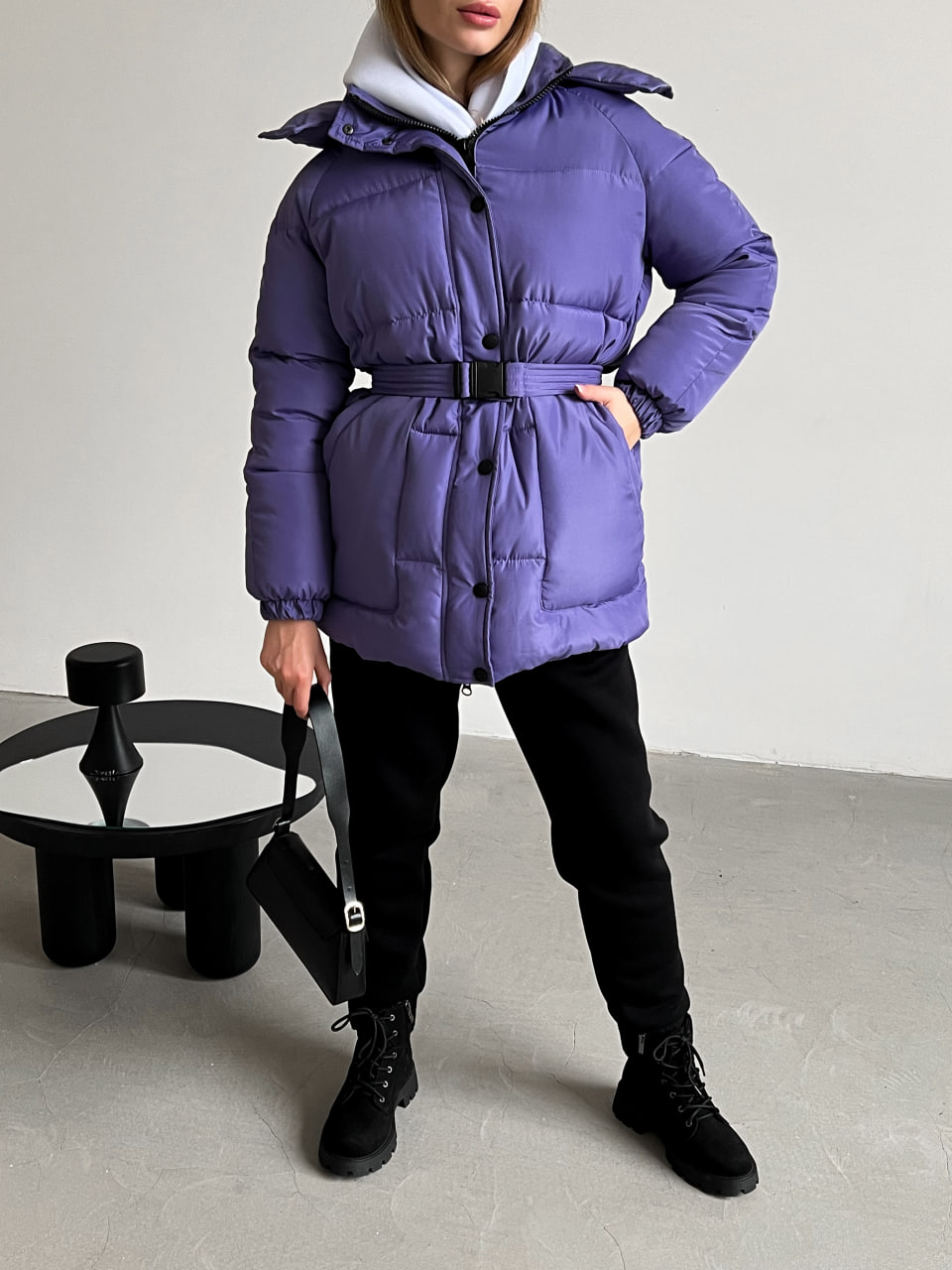 Жіноча зимова куртка-пуховик Reload Elly фіолетова / Зимовий пуховик оверсайз стильний теплий - Фото 4