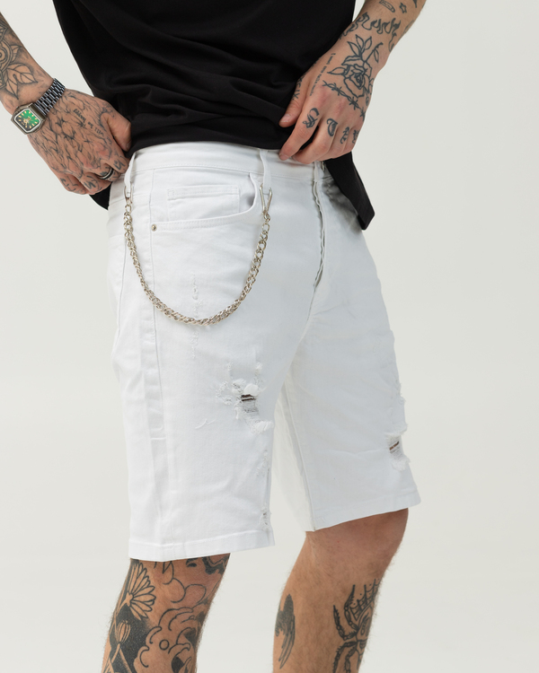Білі джинсові шорти BEZET з перфорацією - Фото 5