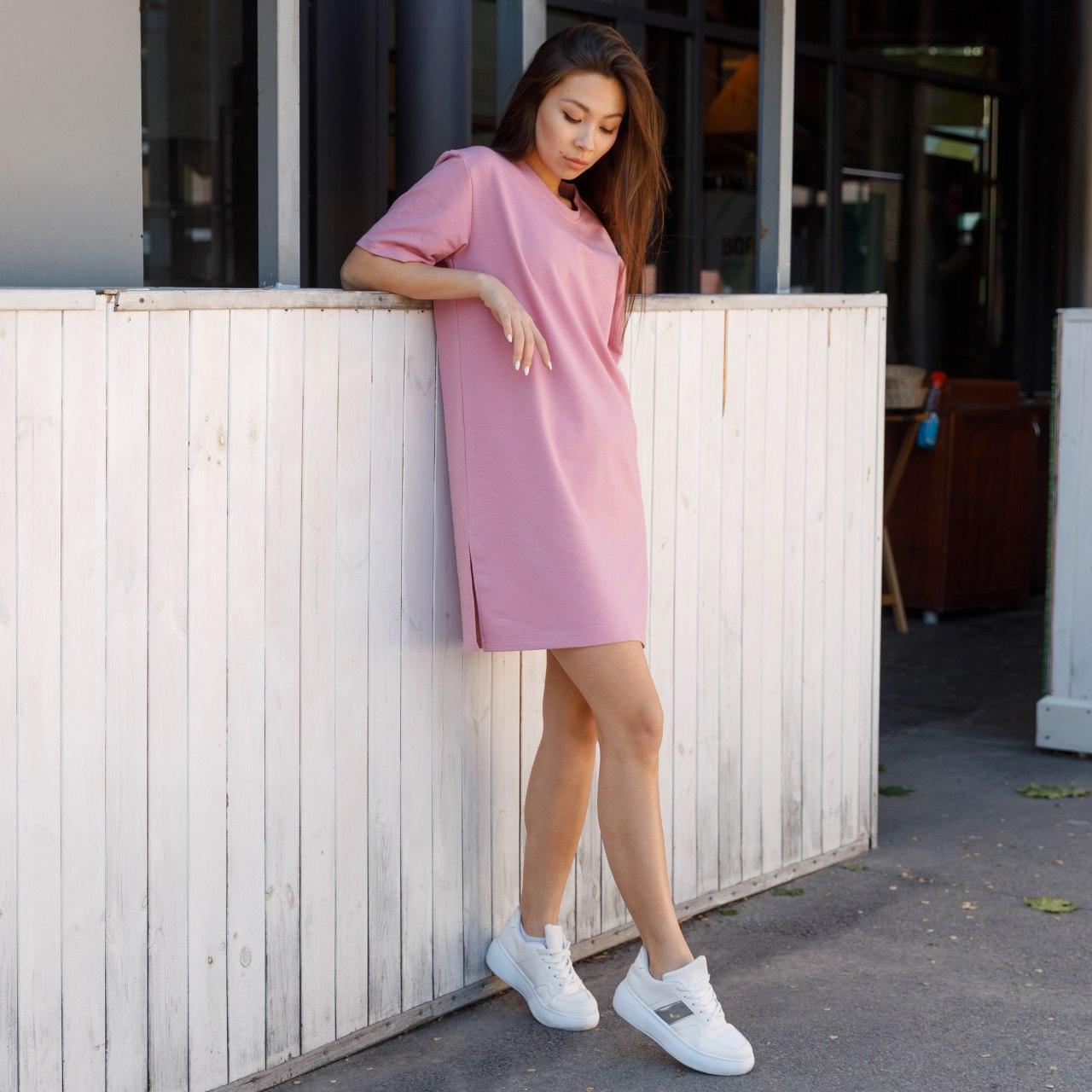 Платье-футболка женское розовое бренд ТУР модель Сарина (Sarina)