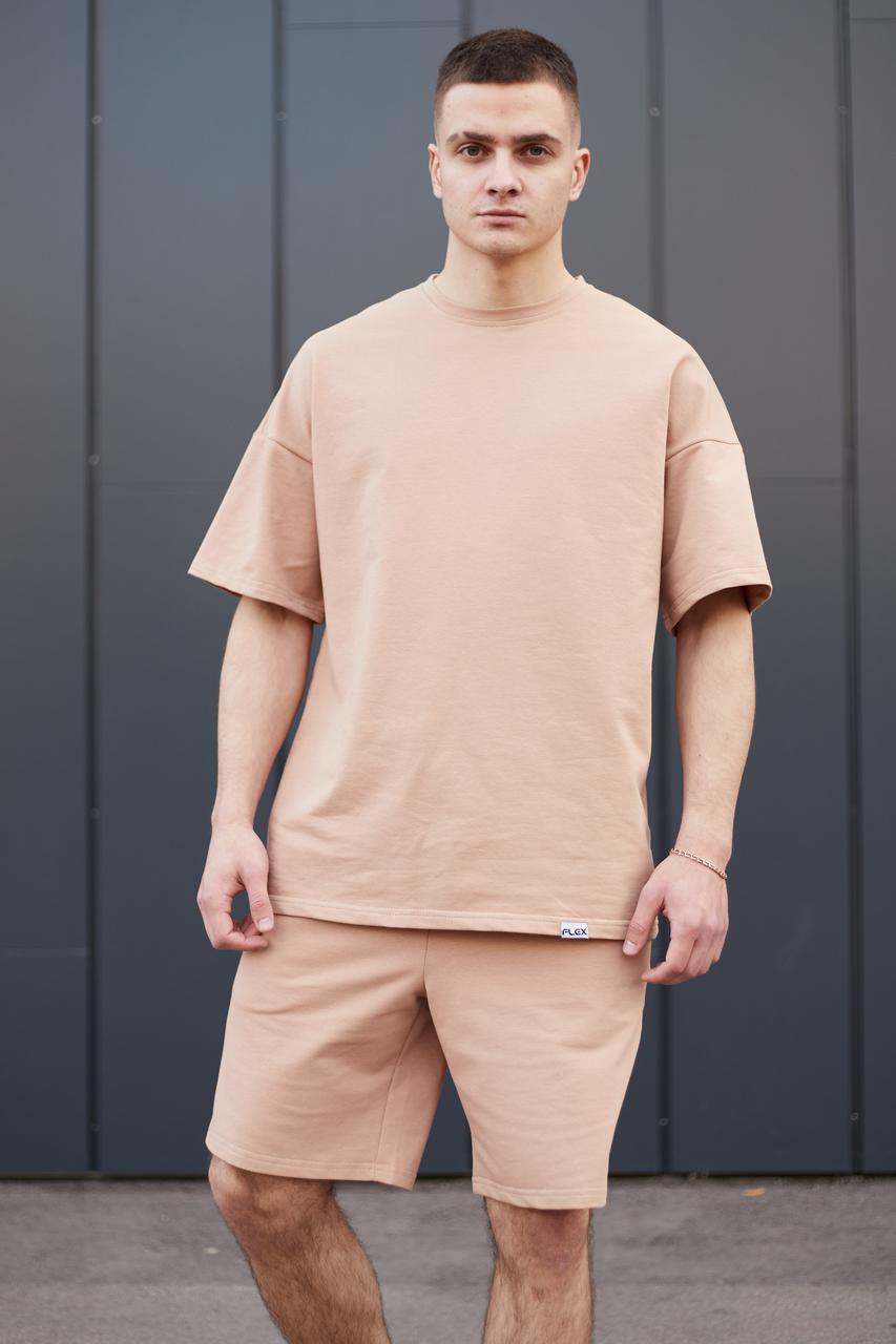 Літній комплект футболки та шорти чоловічі бежевий модель Саммер TURWEAR - Фото 8
