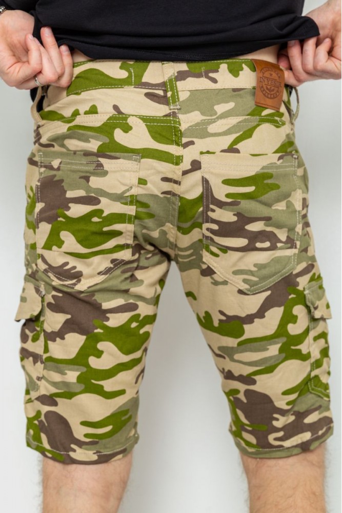 Джинсовые мужские камуфляжные шорты бежево-зелёные We Feel - Фото 2