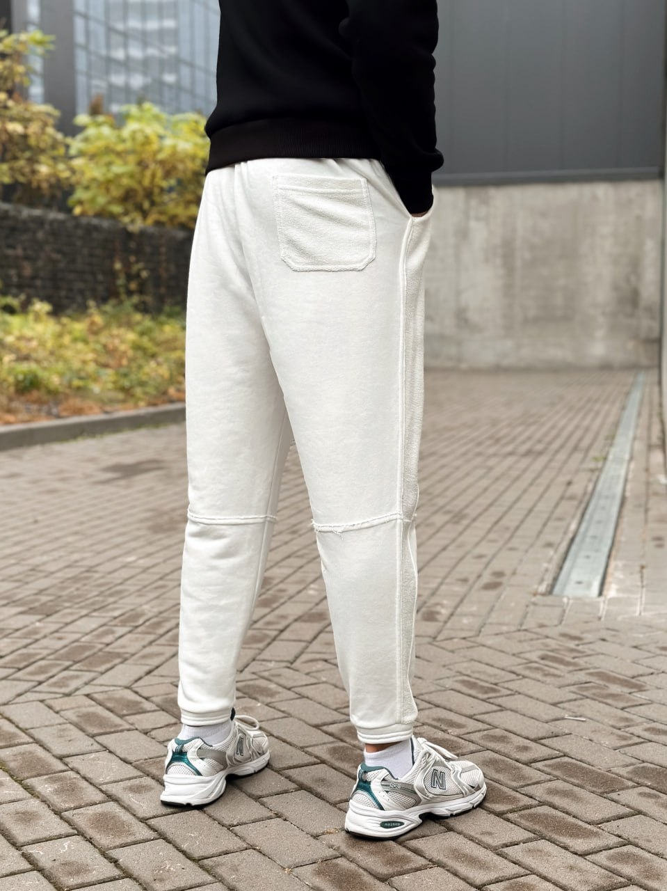 Чоловічі спортивні штани трикотажні Reload Rough молочні / Спортивки завуженні стильні демісезонні - Фото 4
