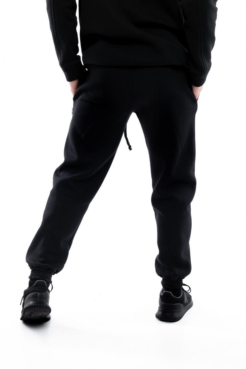 Штаны мужские на флисе Intruder спортивные теплые брюки черные - Фото 4