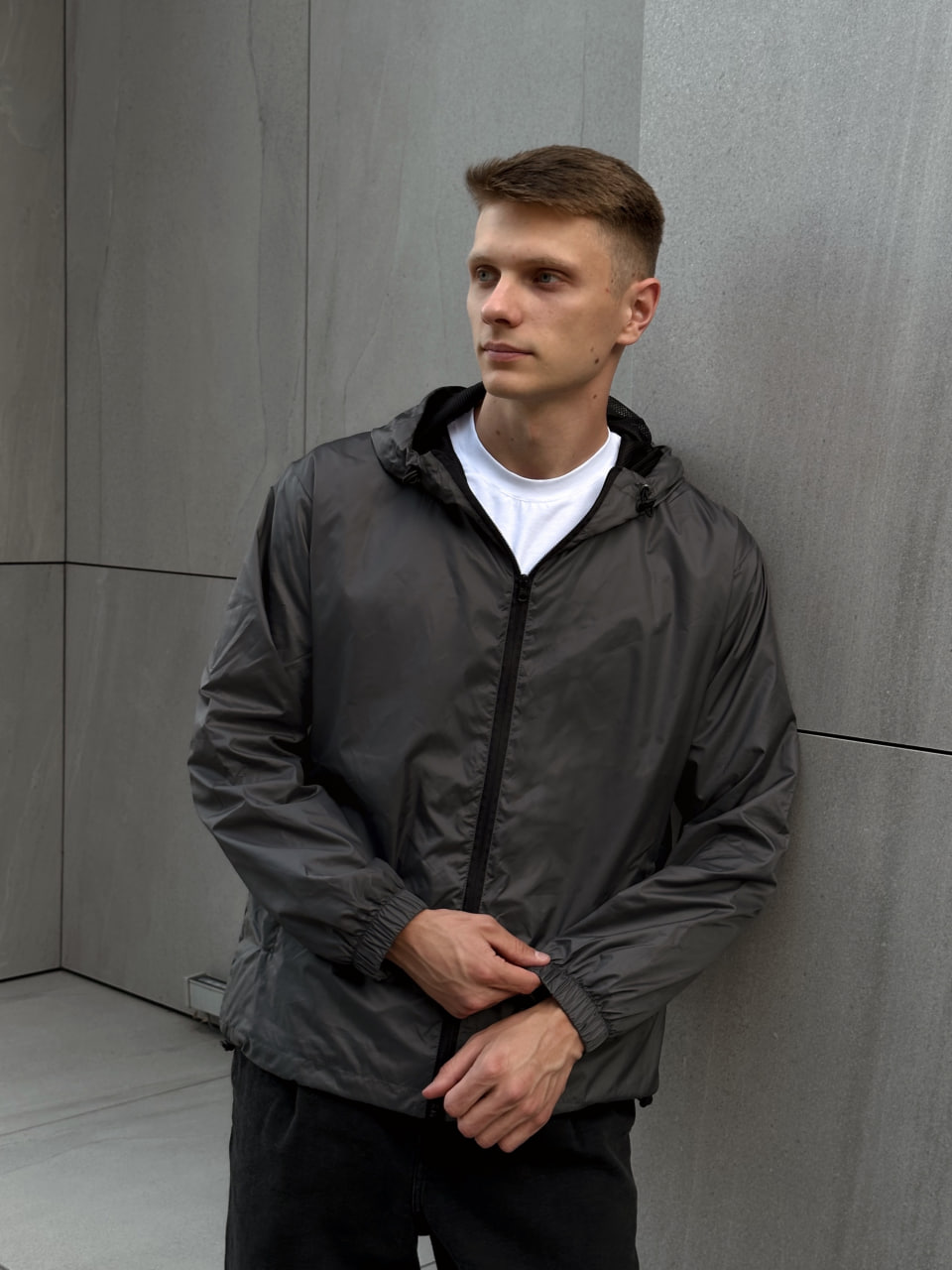 Мужская демисезонная куртка - ветровка Reload Basic графитовая