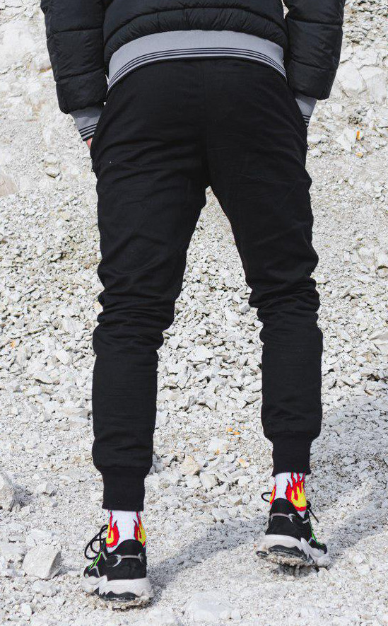 Теплые брюки джоггеры мужские Zuren черные Пушка Огонь - Фото 10