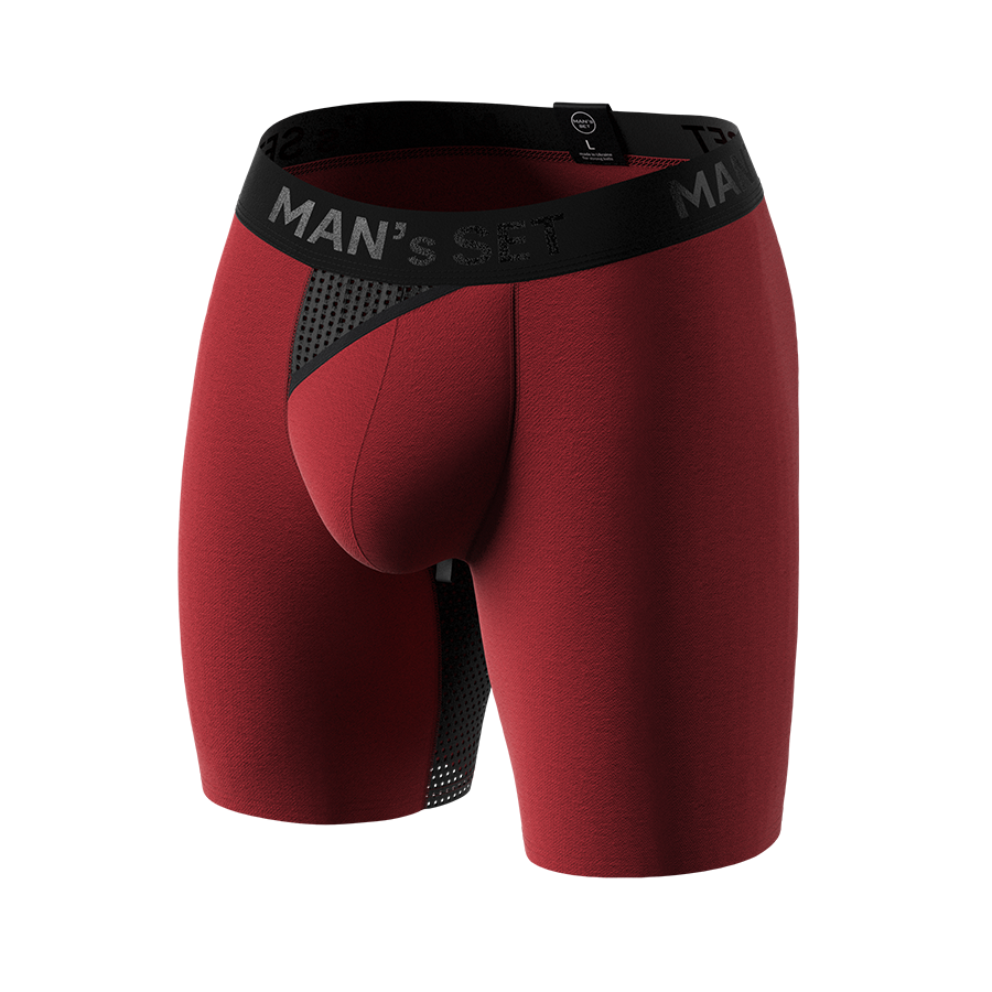 Мужские анатомические боксеры из хлопка, Anatomic Long 2.0 Light, Black Series, тёмно-красный MansSet