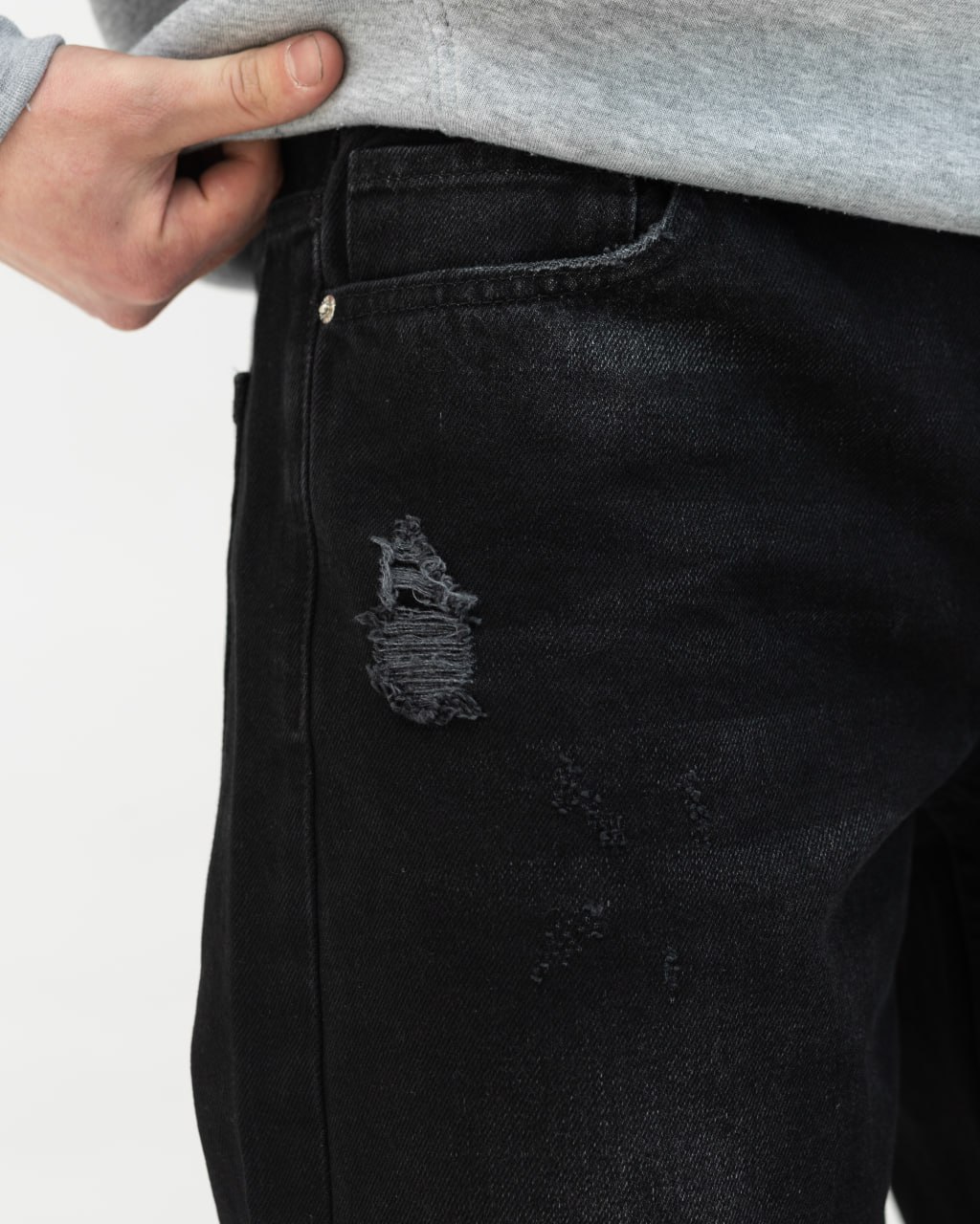 Чорні базові джинси BEZET з перфорацією - Фото 4