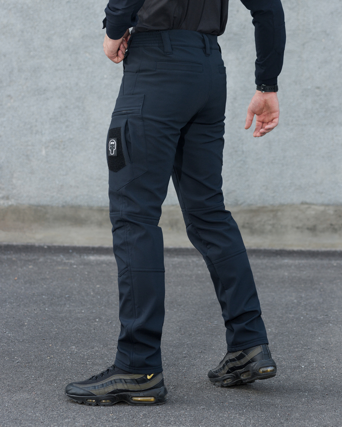 Зимние брюки карго тактические Softshell BEZET Эшелон синие - Фото 8