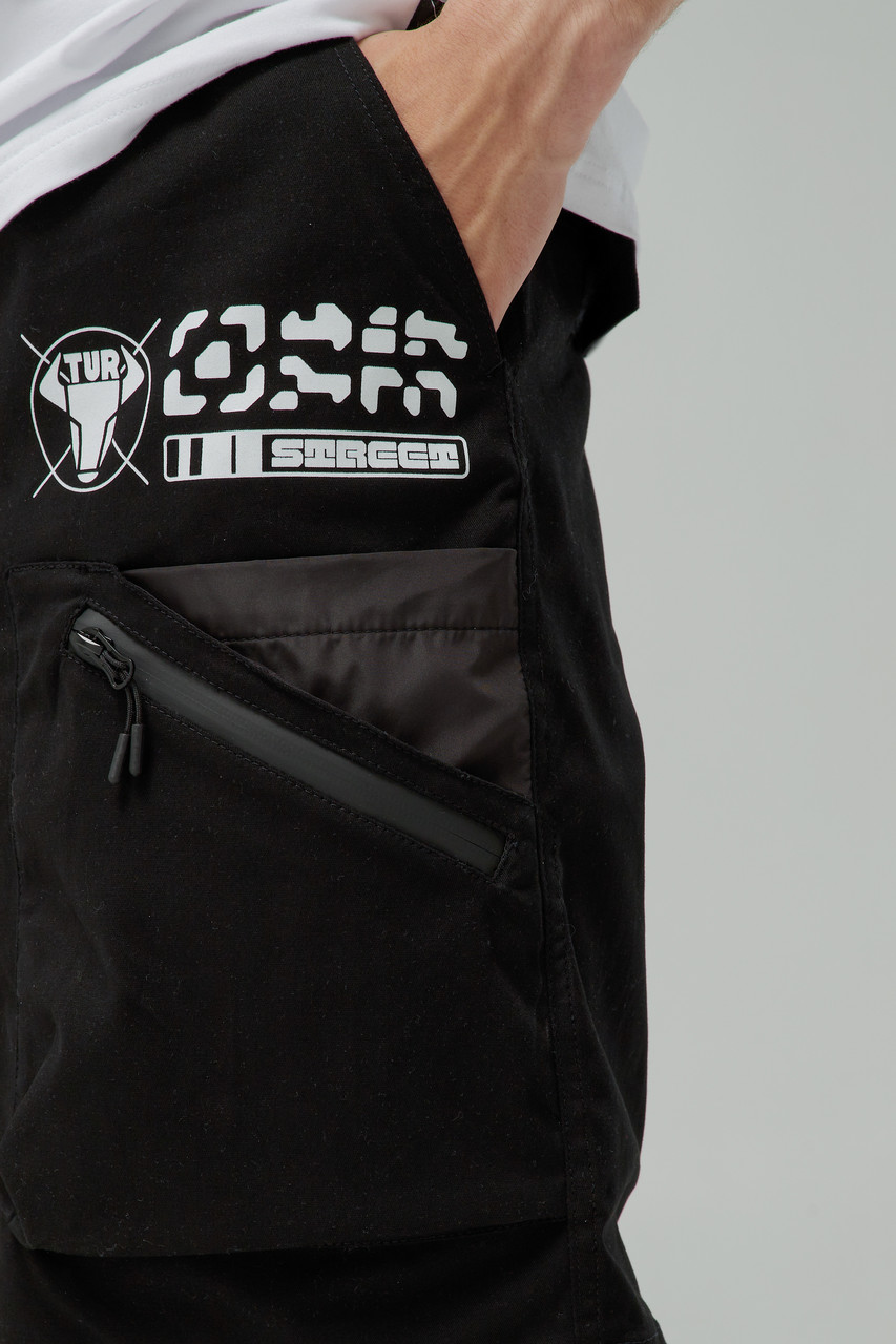 Чоловічі карго шорти з чорними принтами від бренду ТУР модель Ханзо TURWEAR - Фото 10