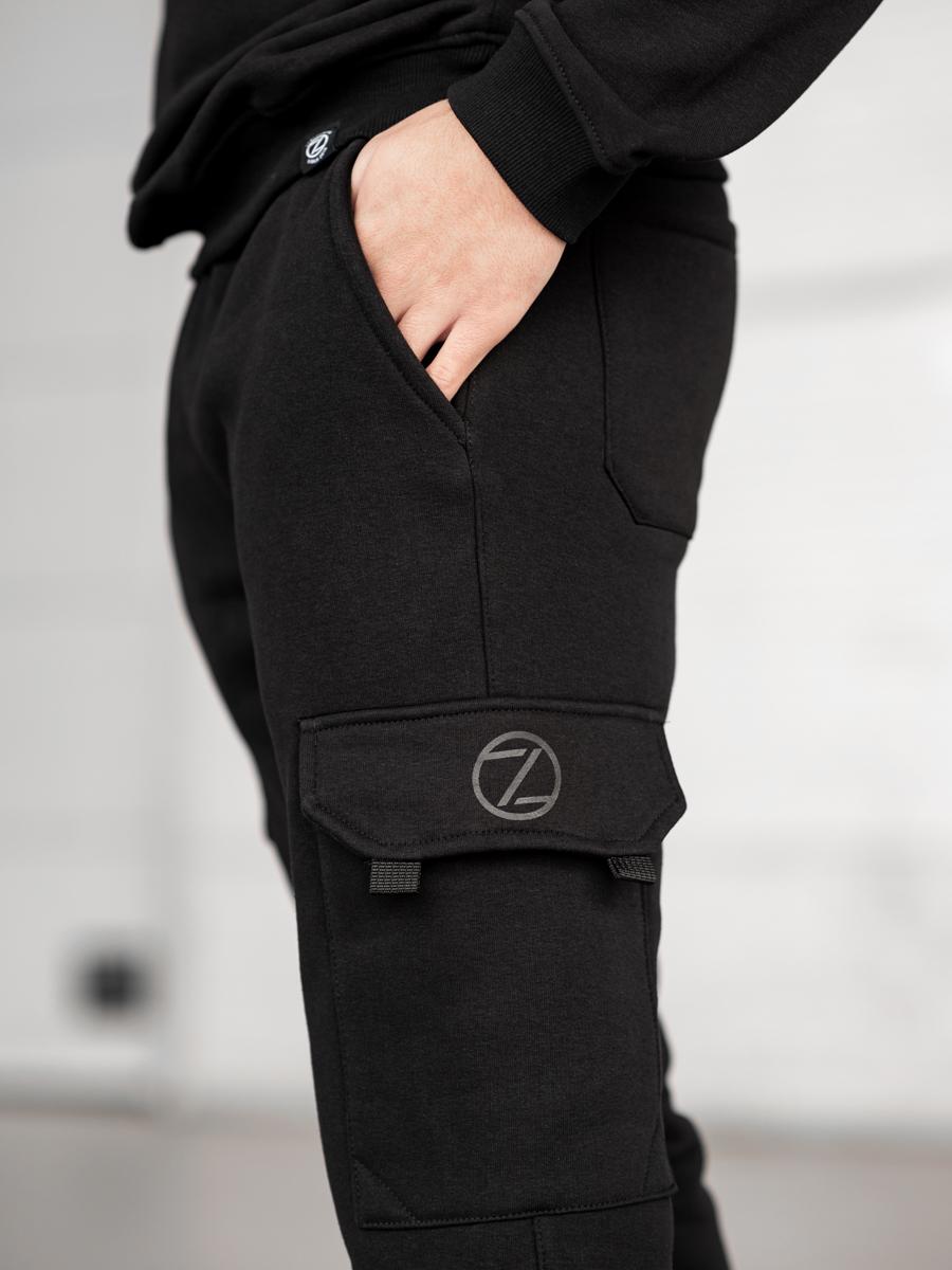 Теплі спортивні карго штани BEZET Basic black'20 - Фото 4