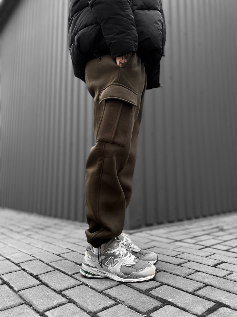 Чоловічі теплі спортивні штани з начосом Reload Active хакі/ Трикотажні штани флісові з карманами - Фото 3