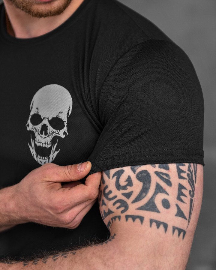 Тактическая потоотводящая футболка Odin black skull Sold-Out - Фото 9