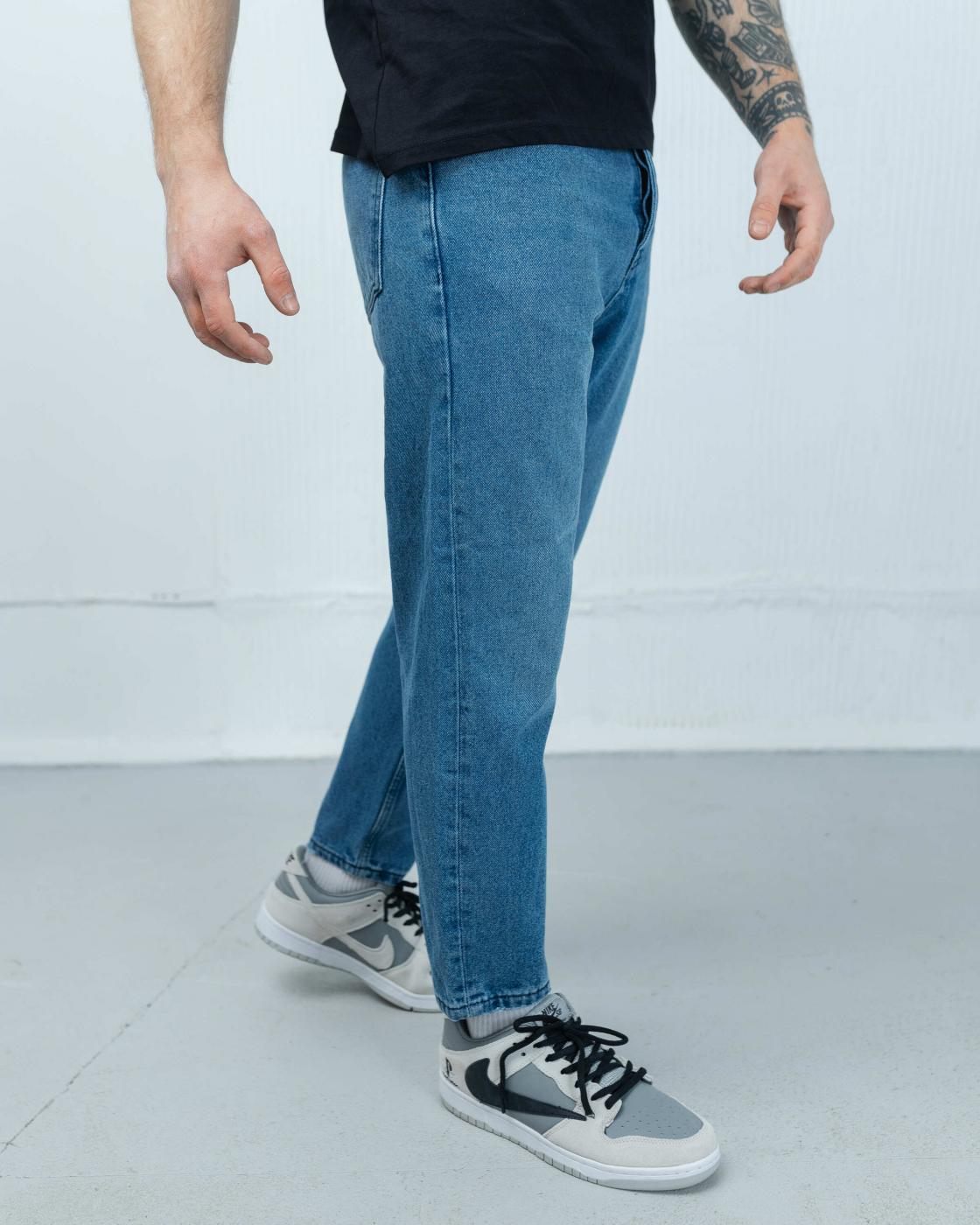 Блакитні чоловічі джинси бойфренди BEZET PATCHED - Фото 2