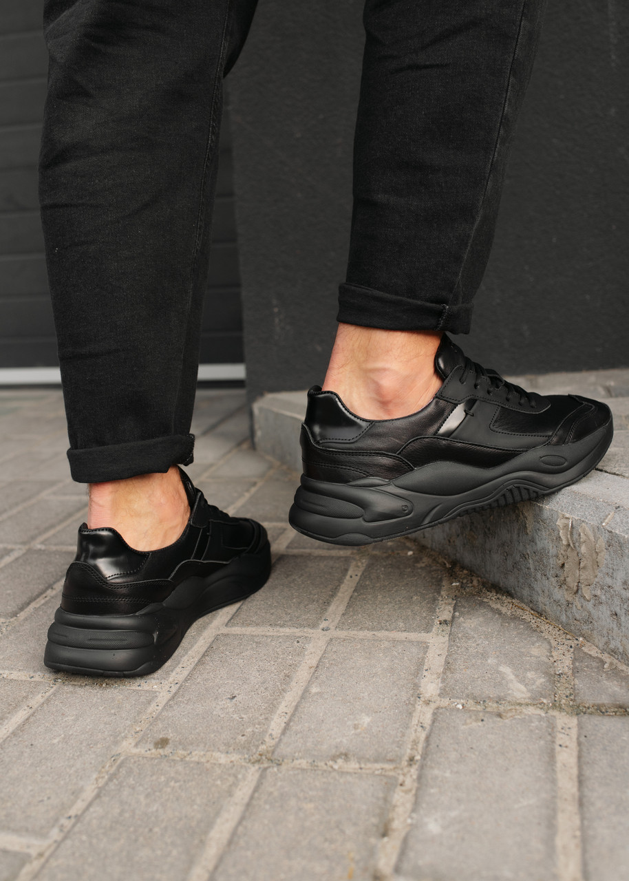 Кросівки чоловічі натуральна шкіра, чорні, модель Ігніс TURWEAR - Фото 4