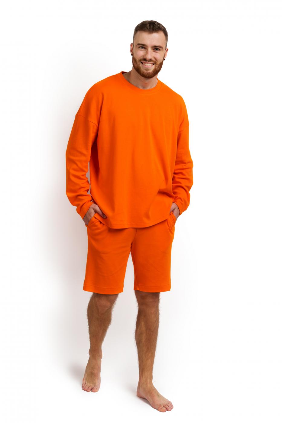 Пижама мужская (лонгслів і шорти) помаранчева XXL-XXXL MansSet