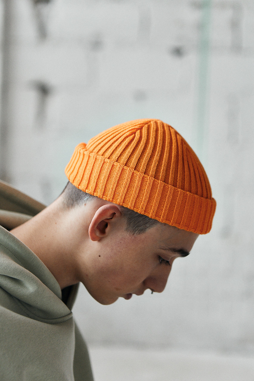 Тепла Стильна Шапка біні помаранчева чоловіча від бренду ТУР модель Леон TURWEAR - Фото 4
