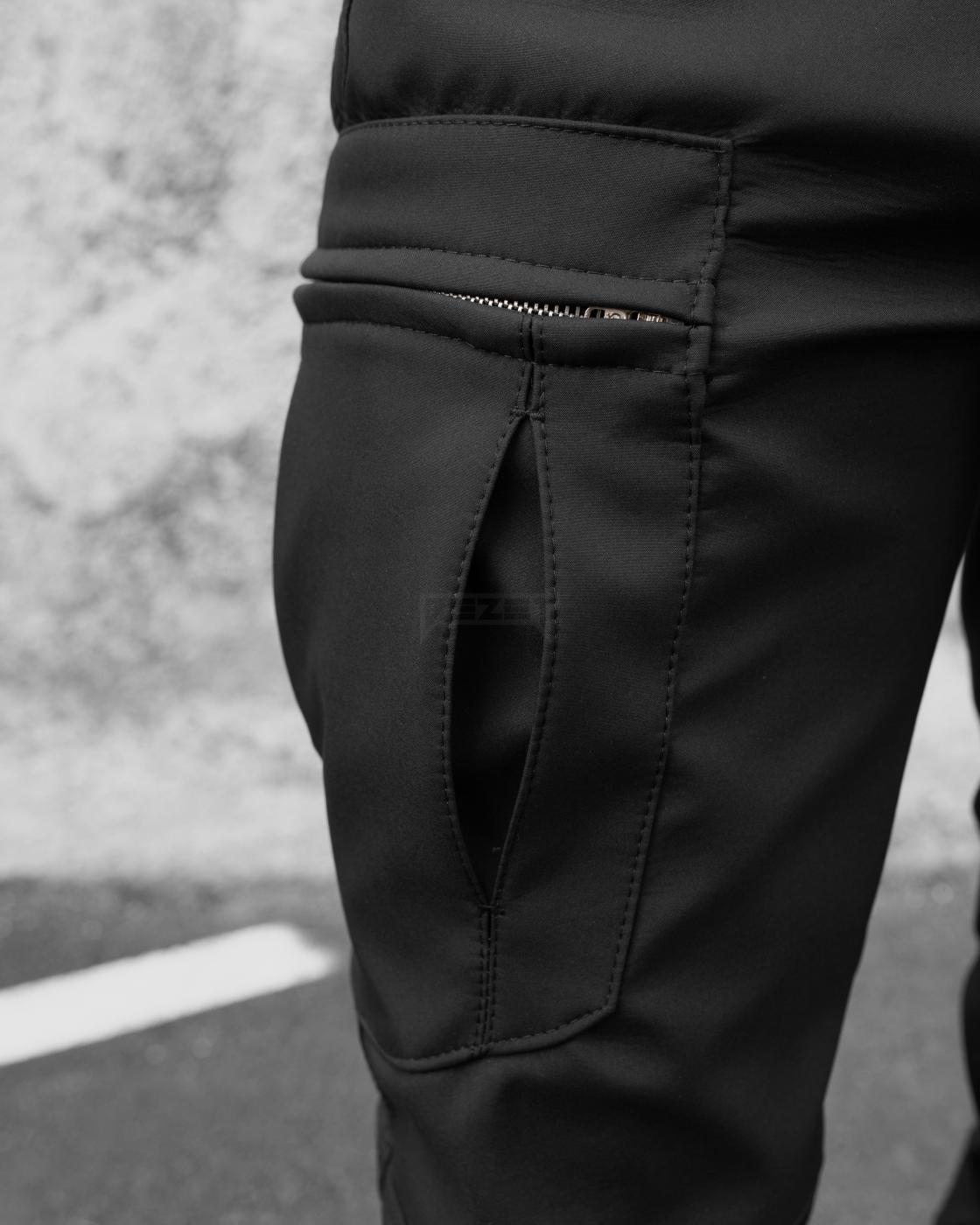 Зимові брюки карго тактичні Softshell BEZET Ешелон чорні - Фото 9
