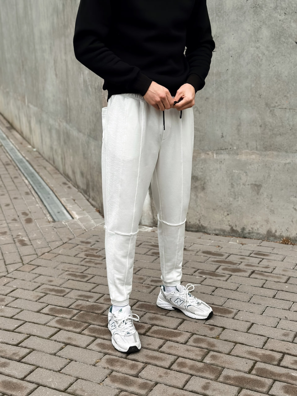 Чоловічі спортивні штани трикотажні Reload Rough молочні / Спортивки завуженні стильні демісезонні - Фото 6