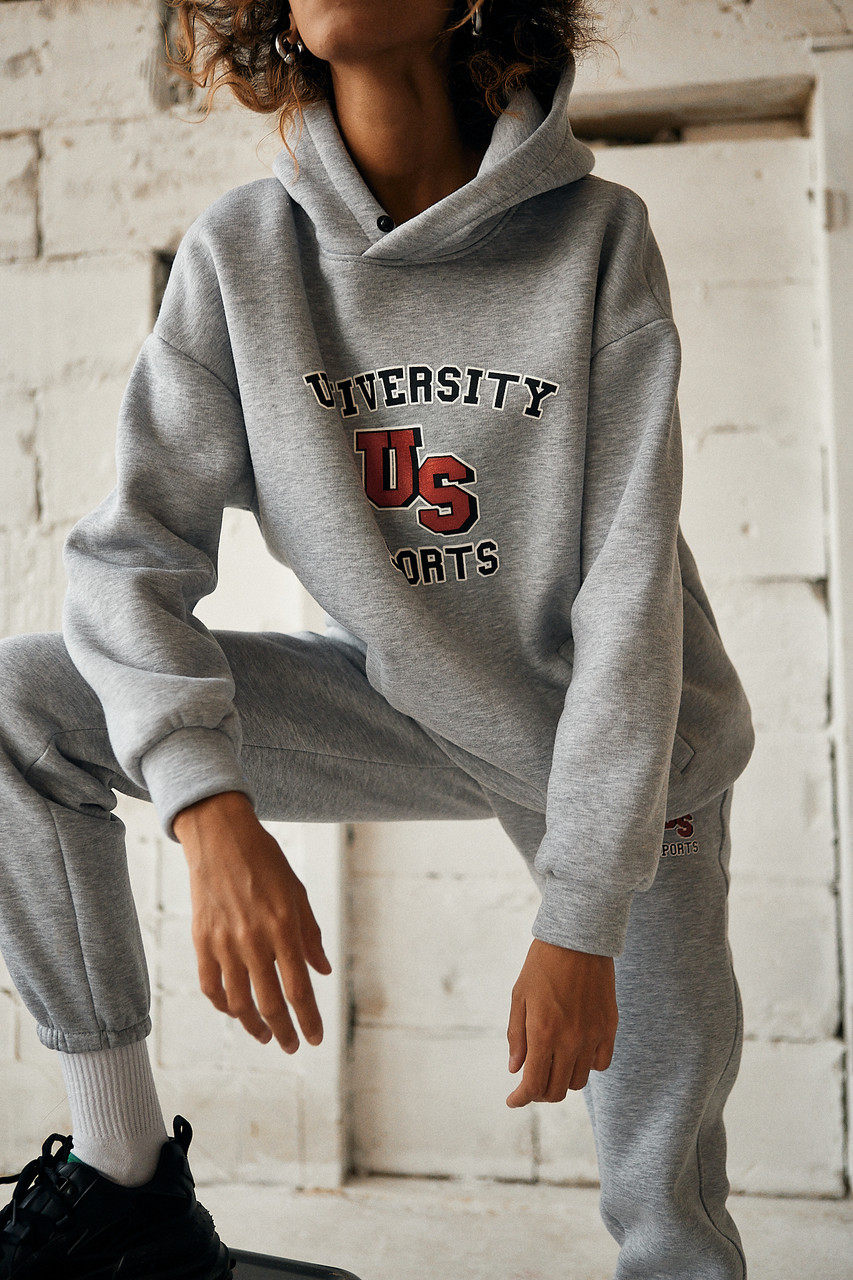 Утеплені спортивні штани жіночі флісові Університет від бренду Луналі сірий TURWEAR - Фото 10