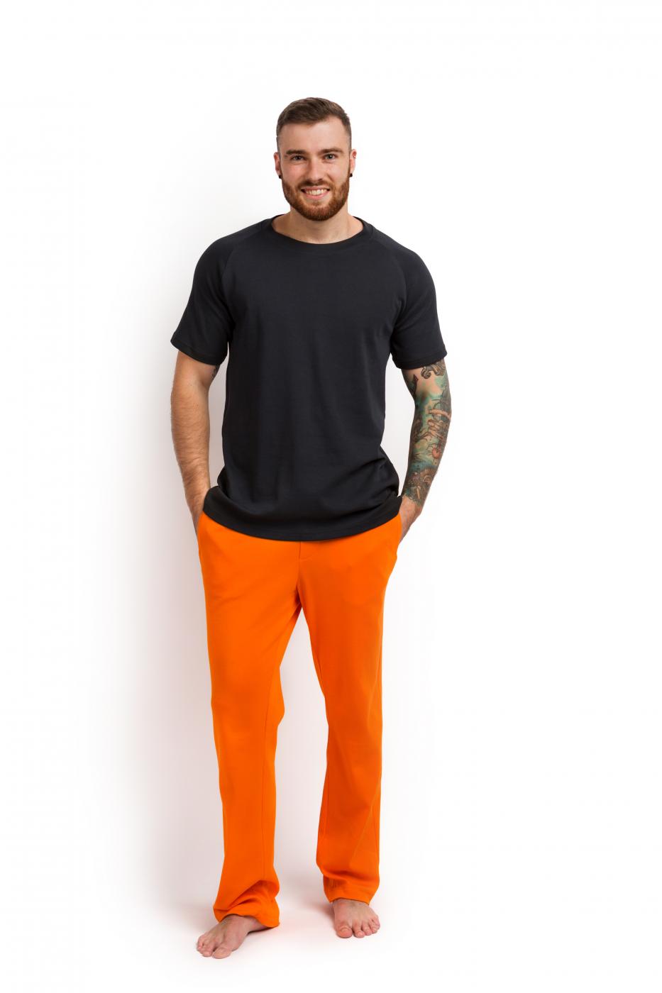 Пижама мужская (футболка і штани) графітовий з помаранчевим MansSet
