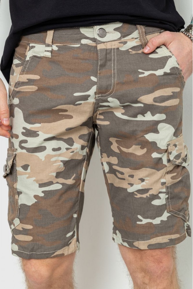 Джинсовые мужские камуфляжные шорты бежево-серые We Feel - Фото 3