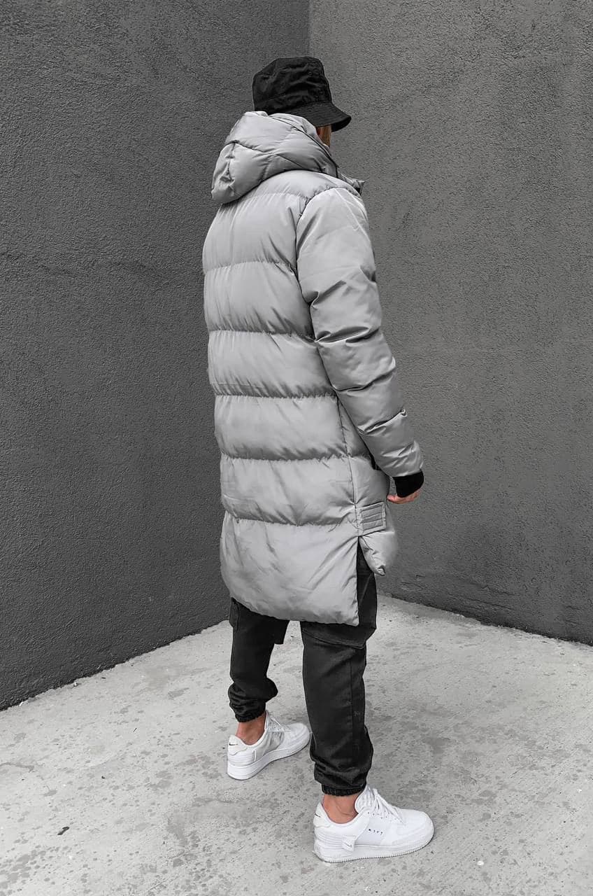 Подовжена чоловіча куртка сірого кольору Sold Out - Фото 2
