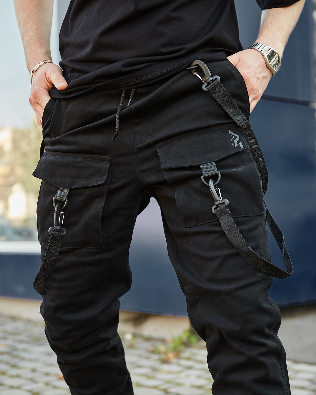 Теплі штани карго чоловічі OGONPUSHKA Scarstrope чорні Пушка Огонь - Фото 8
