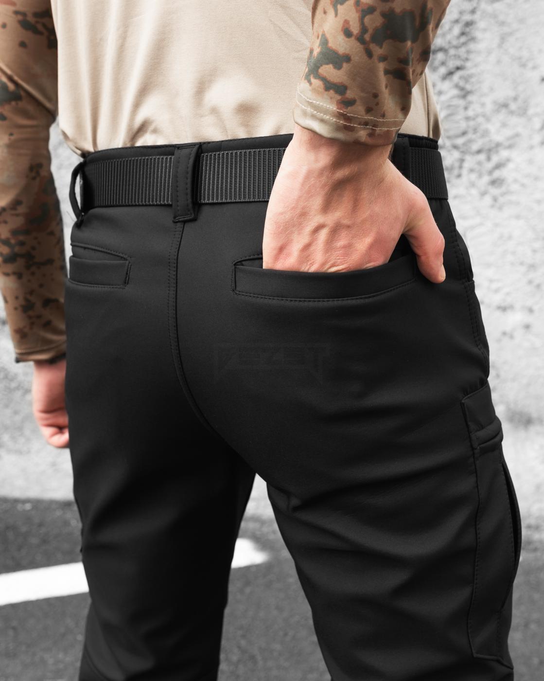 Зимові брюки карго тактичні Softshell BEZET Ешелон чорні - Фото 10