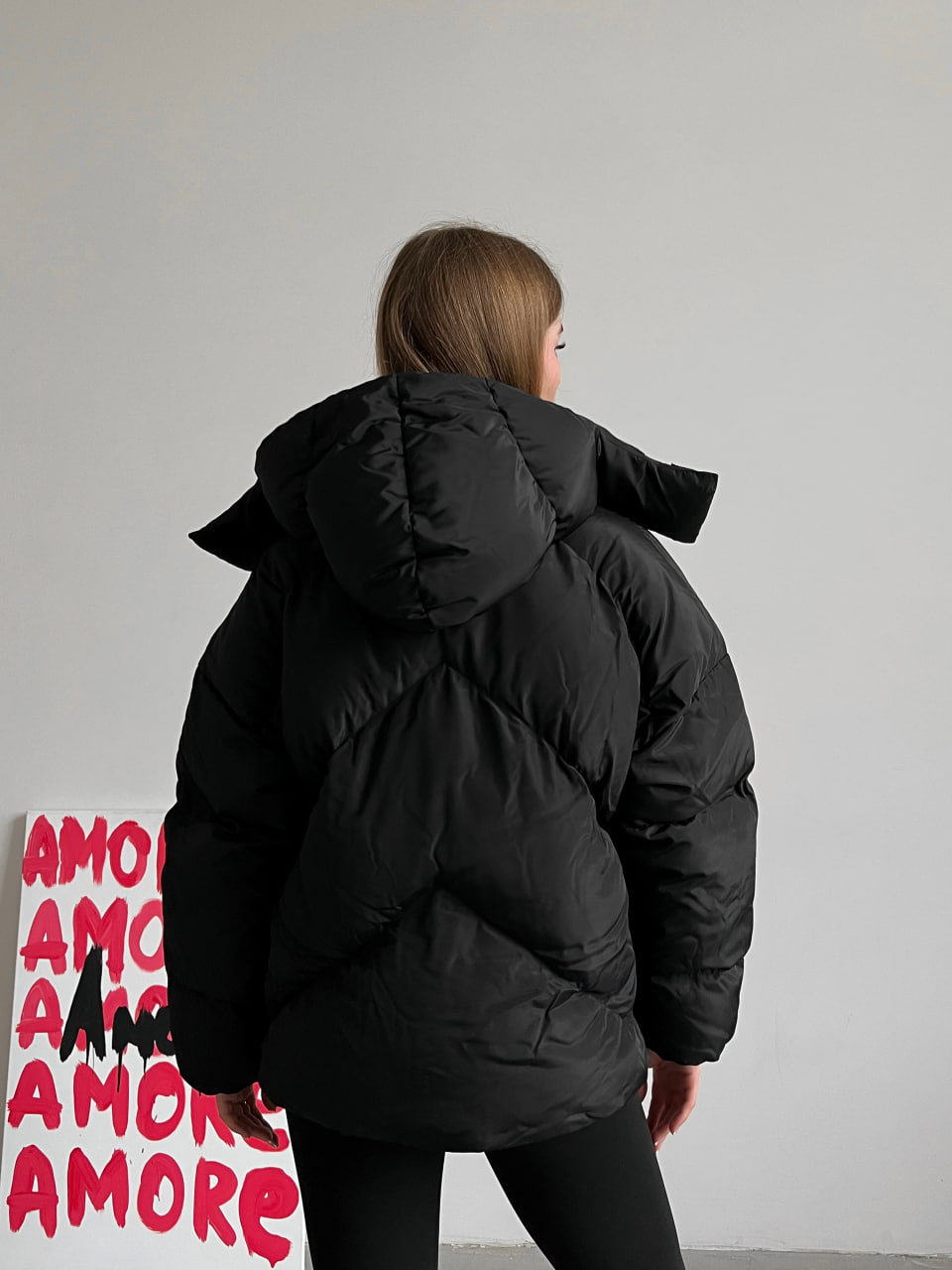 Женская зимняя куртка пуховик оверсайз Reload - Quadro W черная - Фото 8