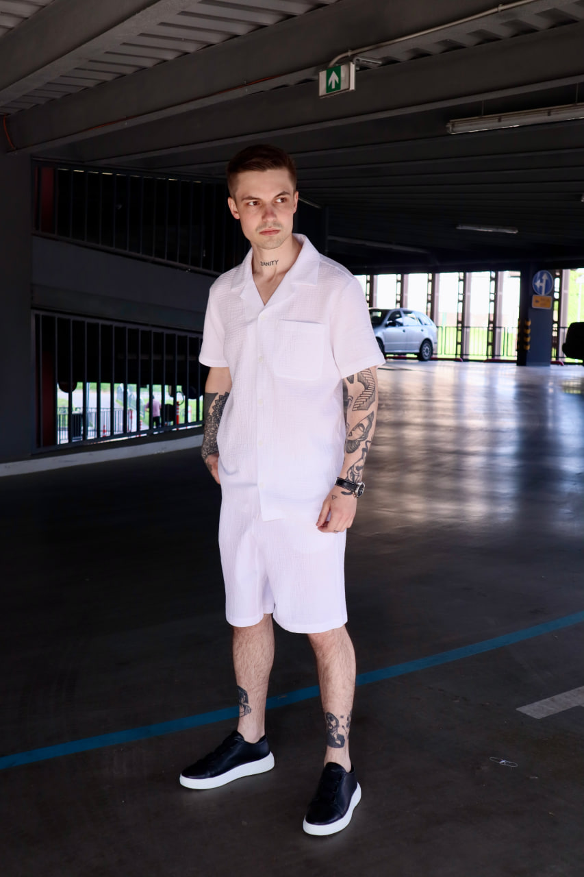 Чоловічий літній комплект сорочка та шорти Reload - Blade, білий - Фото 9
