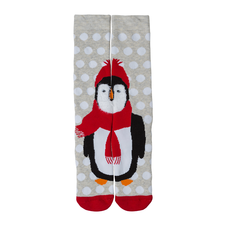 Шкарпетки новорічні унісекс, пінгвін на сірому MansSet - Фото 3