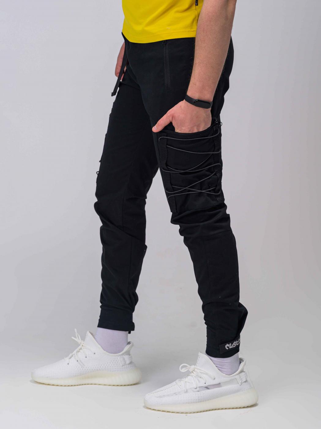 Штани карго Satoshi чорні з рефлектівом на липучці Custom Wear - Фото 7